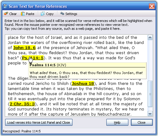 Scan Text for Verse References tool screen shot