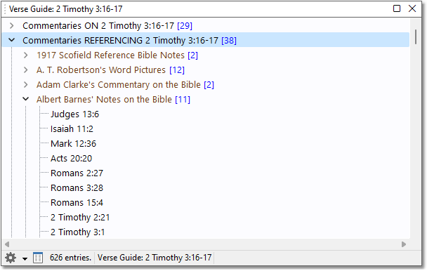 Sample Verse Guide, shoing commentaries referencing verses Sample Verse Guide, shoing commentaries referencing verses