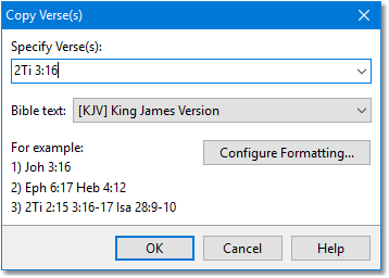 Sample Copy Verses dialog Sample Copy Verses dialog
