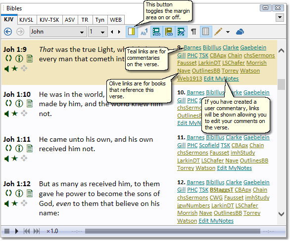 This is a sample image of the Bible panel from the SwordSearcher main window. This is a sample image of the Bible panel from the SwordSearcher main window.