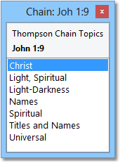 Sample reference index for Thompson Chain Topics on John 1:9 Sample reference index for Thompson Chain Topics on John 1:9