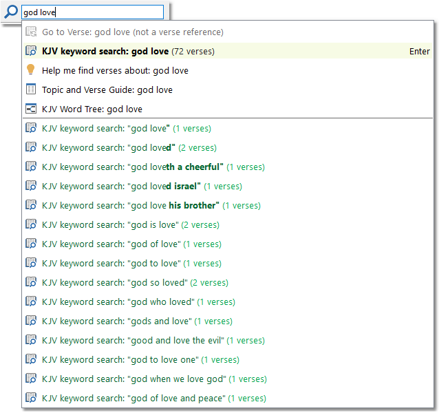 Sample suggestion list for search Sample suggestion list for search