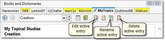 Book panel buttons for editing user entries Book panel buttons for editing user entries