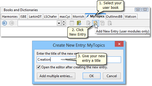 Creating a new book entry Creating a new book entry