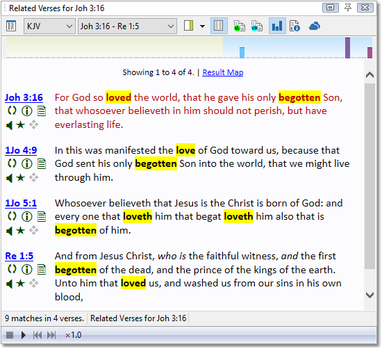 Sample Verse List showing similar verse search results Sample Verse List showing similar verse search results