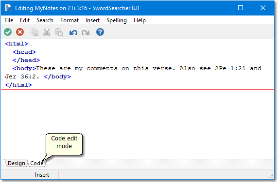 Sample user editor window in code edit mode Sample user editor window in code edit mode