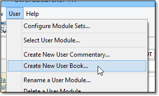Sample of SwordSearcher's User menu Sample of SwordSearcher's User menu