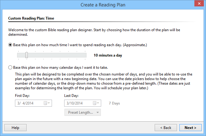 Step 2 of designing a custom reading plan