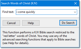 Sample Search KJV Words of Christ dialog