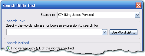 Sample Search Bible Text dialog