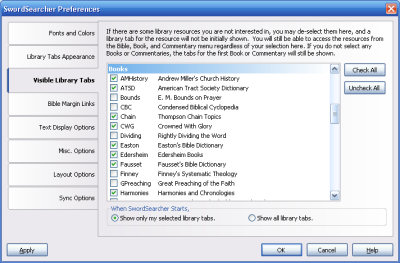 Select visible tabs