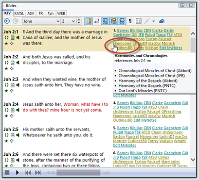 Bible Harmonies and Chronologies verse link example