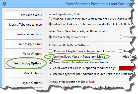 Preferences and Settings for special paragraph mode