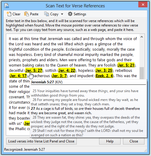 Scan Text for Verse References tool screen shot