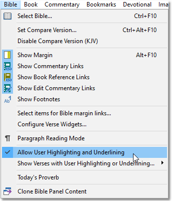 Sample Bible menu