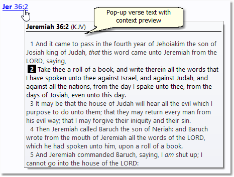 Example of pop-up verse text with context preview. Example of pop-up verse text with context preview.