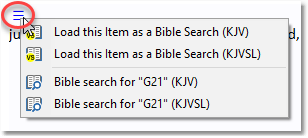Sample context menu from an ESI heading.