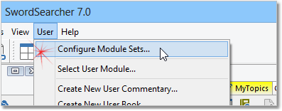 Sample showing Configure Module Sets on the User menu