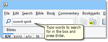 This is a sample image of the Go To Verse and Search box from the SwordSearcher main window.