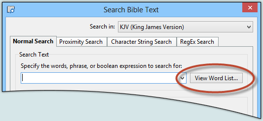 Sample Search Bible Text dialog